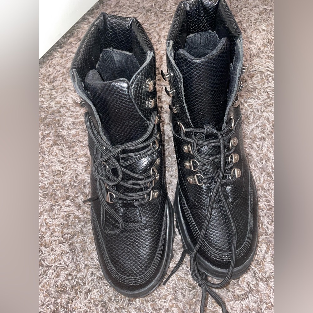 Black lace up boots